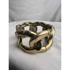 vintage gold toned chain linked art deco bangle bracelet
